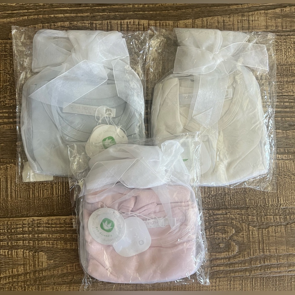 3-PACK LOTUS SPRINGS BABY Short Sleeve Tops (Cream, Pale Pink, Aqua) 18-24 Month